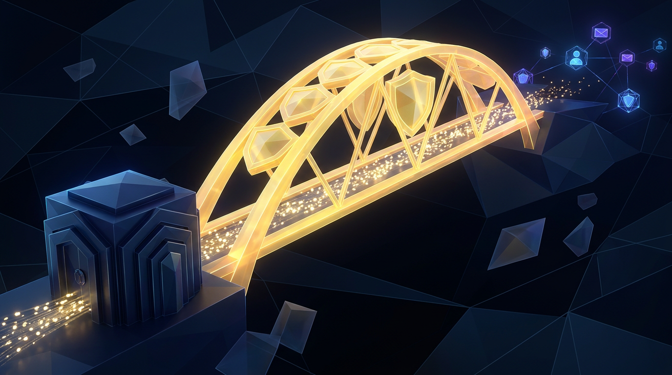 Abstract golden secure bridge carrying a protected outbound data flow