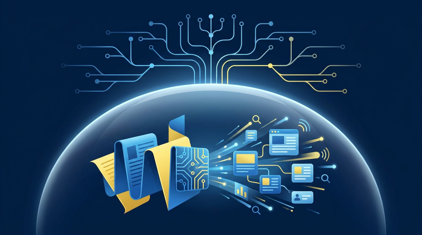 Abstract public knowledge base pipeline from source documents to search cards and sitemap paths.